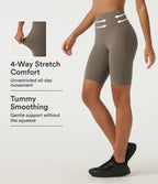 High Waisted Tummy Control Cycling Bikers 9" with Pockets — Dawn Brown — view 1