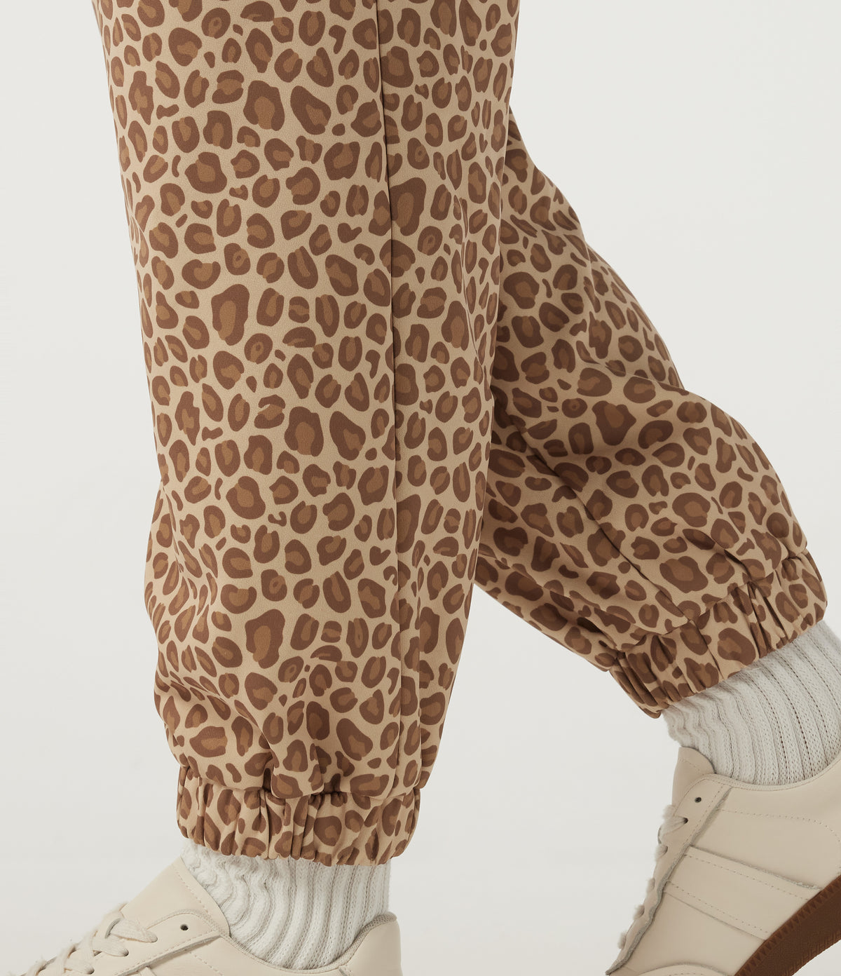 High Waisted Leopard Print Casual Joggers with Pockets — Smoky Mocha Leopard — view 6