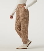High Waisted Leopard Print Casual Joggers with Pockets — Smoky Mocha Leopard — view 3