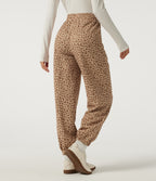 High Waisted Leopard Print Casual Joggers with Pockets — Smoky Mocha Leopard — view 2