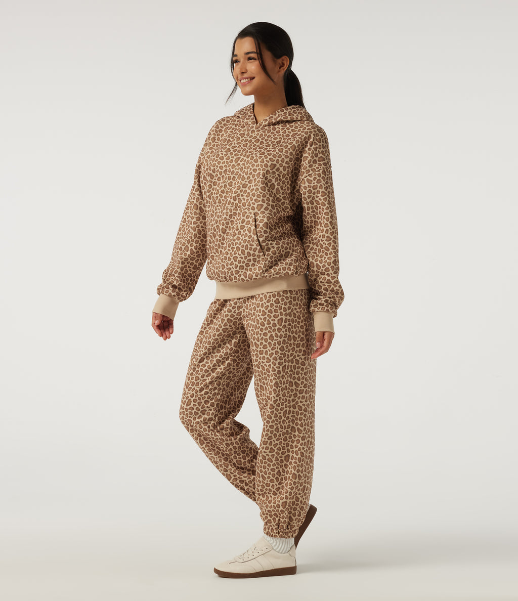 High Waisted Leopard Print Casual Joggers with Pockets — Smoky Mocha Leopard — view 7
