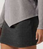 Ribbed Knit Asymmetric Collar Batwing Long Sleeve Casual Top — Dark Mottled Grey — view 8