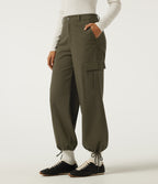 Mid Rise Work Chino Cotton Jogger with Pockets — Forest Night — view 3