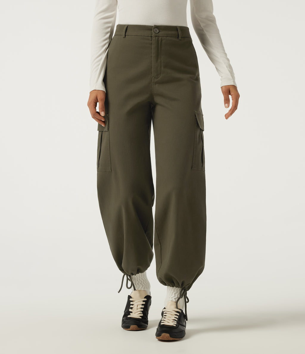 Mid Rise Work Chino Cotton Jogger with Pockets — Forest Night — view 1