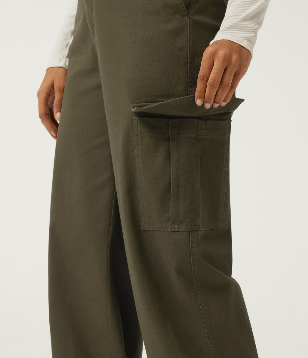 Mid Rise Work Chino Cotton Jogger with Pockets — Forest Night — view 6