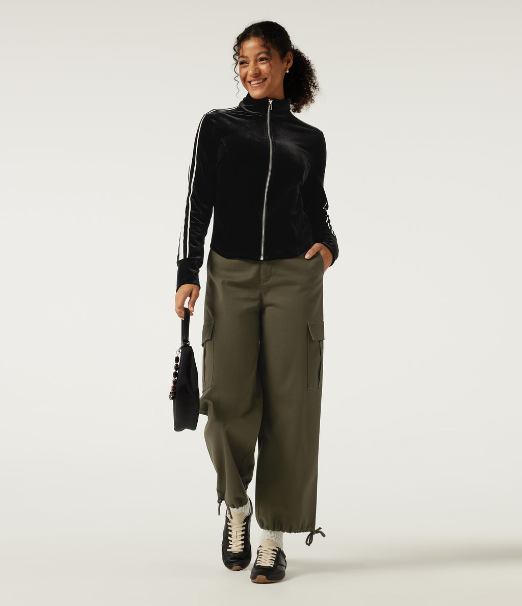Mid Rise Work Chino Cotton Jogger with Pockets — Forest Night — view 8