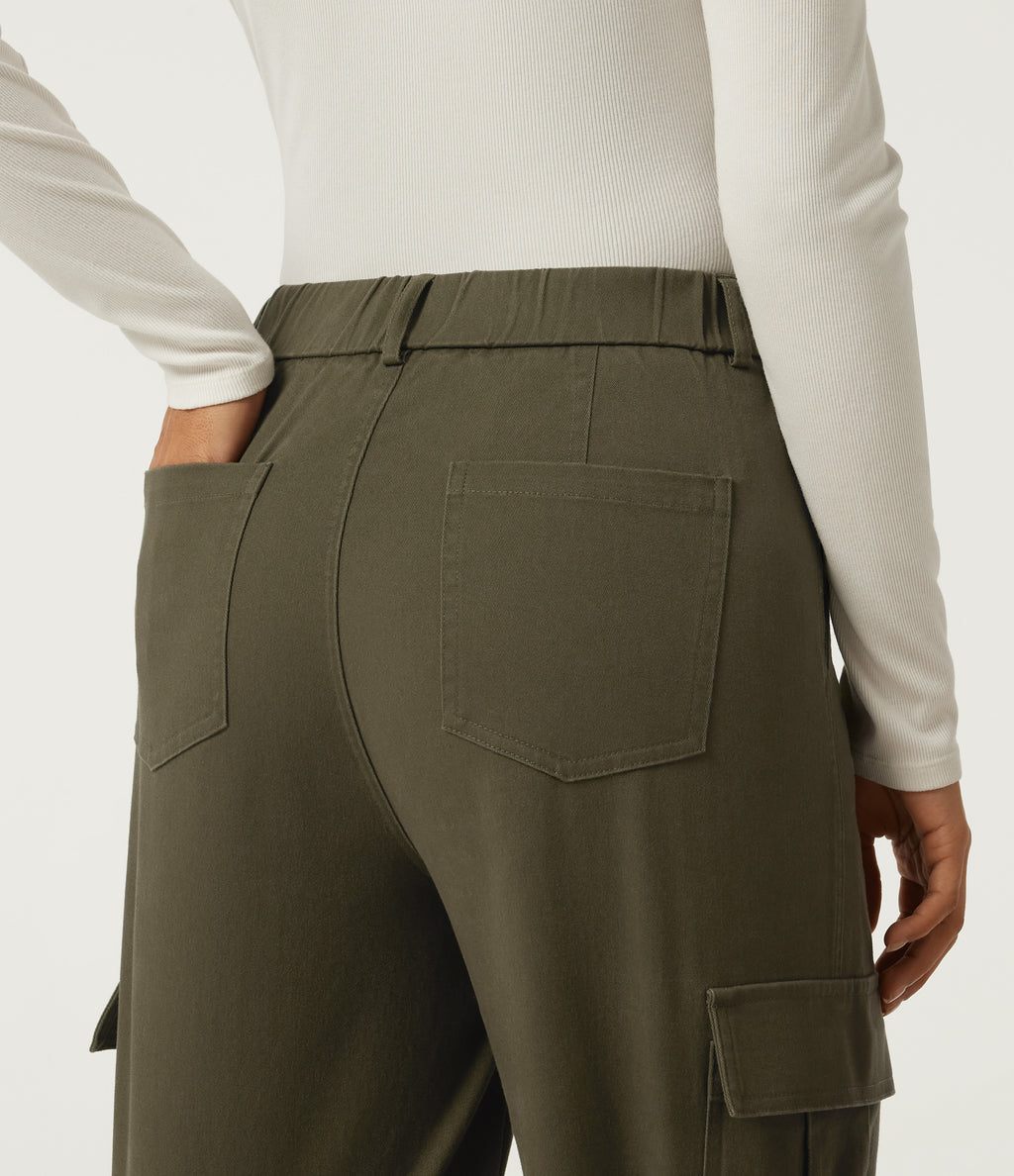 Mid Rise Work Chino Cotton Jogger with Pockets — Forest Night — view 5