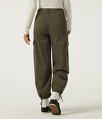 Mid Rise Work Chino Cotton Jogger with Pockets — Forest Night — view 2