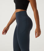 High Waisted Tummy Control Butt Lifting Training Leggings with Pockets — Carbon — view 7