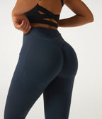 High Waisted Tummy Control Butt Lifting Training Leggings with Pockets — Carbon — view 5