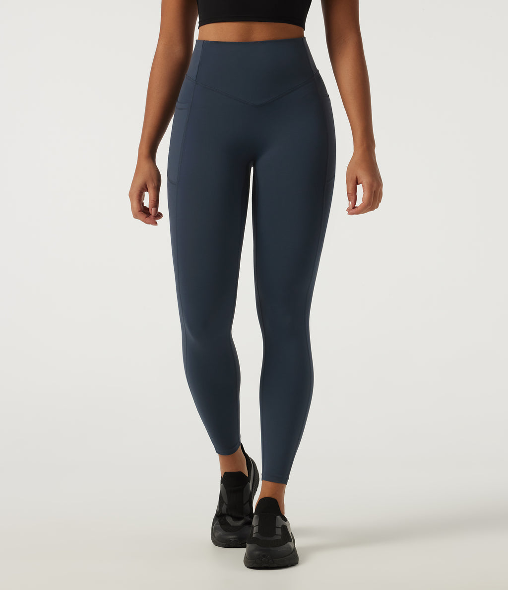 High Waisted Tummy Control Butt Lifting Training Leggings with Pockets — Carbon — view 3