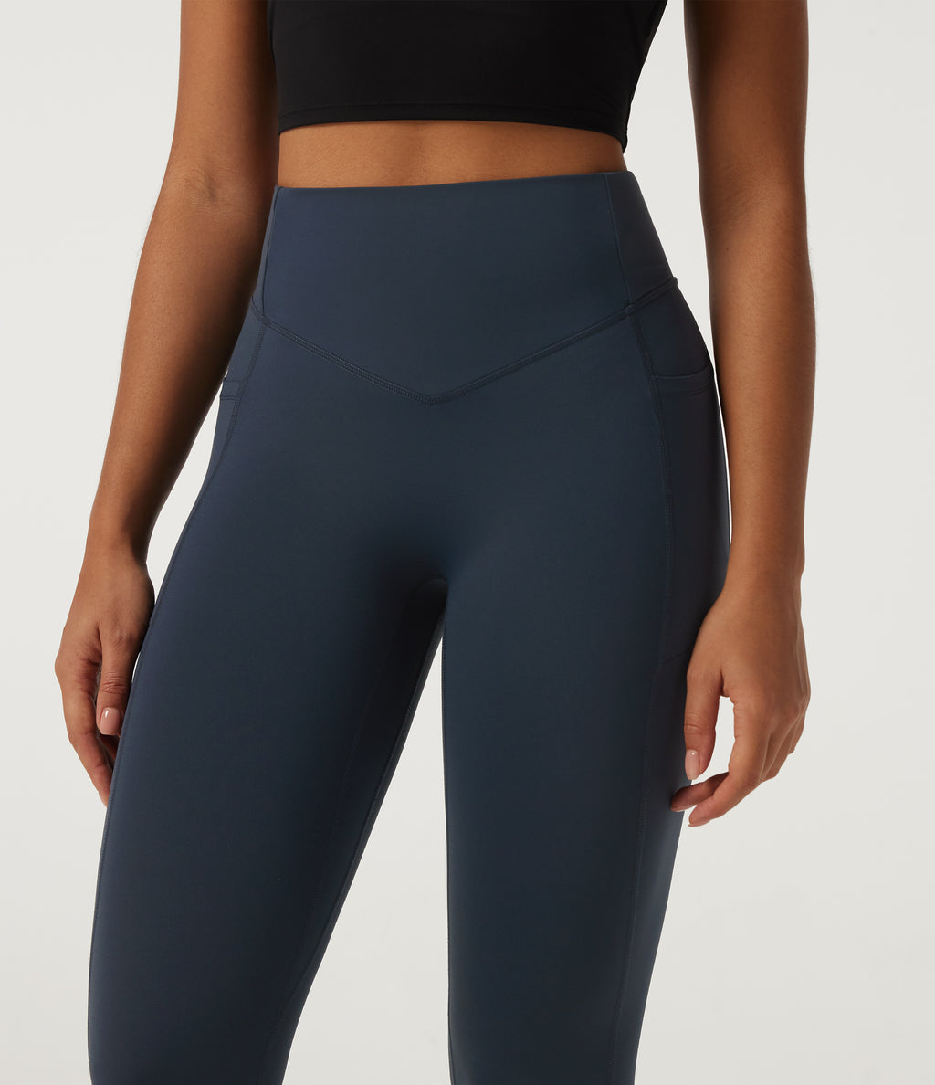 High Waisted Tummy Control Butt Lifting Training Leggings with Pockets — Carbon — view 4