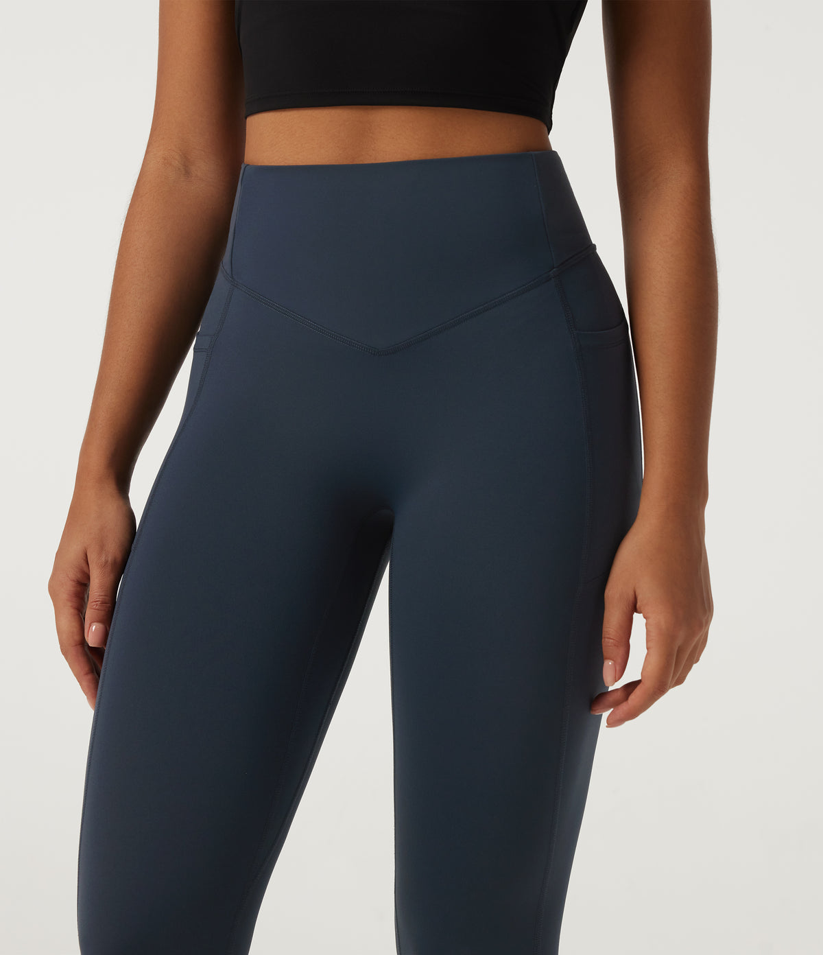 High Waisted Tummy Control Butt Lifting Training Leggings with Pockets — Carbon — view 4