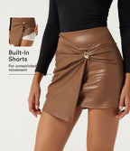 High Waisted 2-in-1 Twisted A-Line Work Mini Skirt — Thrush — view 1
