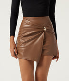 High Waisted 2-in-1 Twisted A-Line Work Mini Skirt — Thrush — view 3