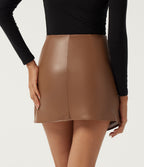 High Waisted 2-in-1 Twisted A-Line Work Mini Skirt — Thrush — view 2