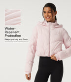 PuffFlex Hooded Long Sleeve Casual Padded Jacket with Pockets — Primrose Pink — view 1