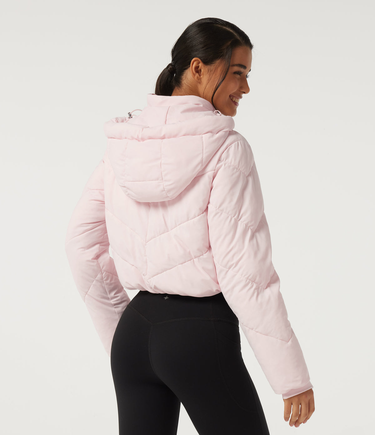 PuffFlex Hooded Long Sleeve Casual Padded Jacket with Pockets — Primrose Pink — view 2