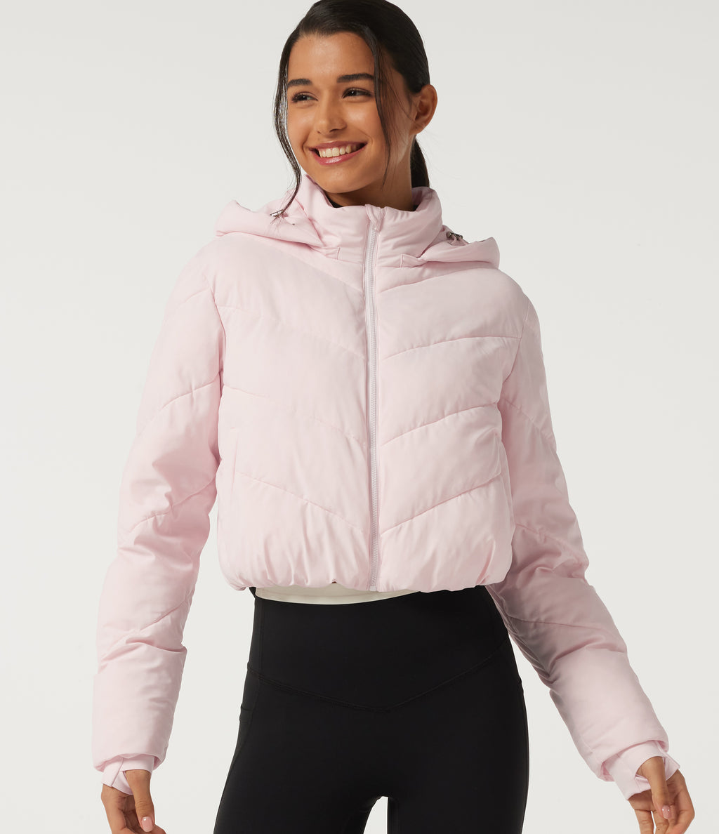 PuffFlex Hooded Long Sleeve Casual Padded Jacket with Pockets — Primrose Pink — view 5