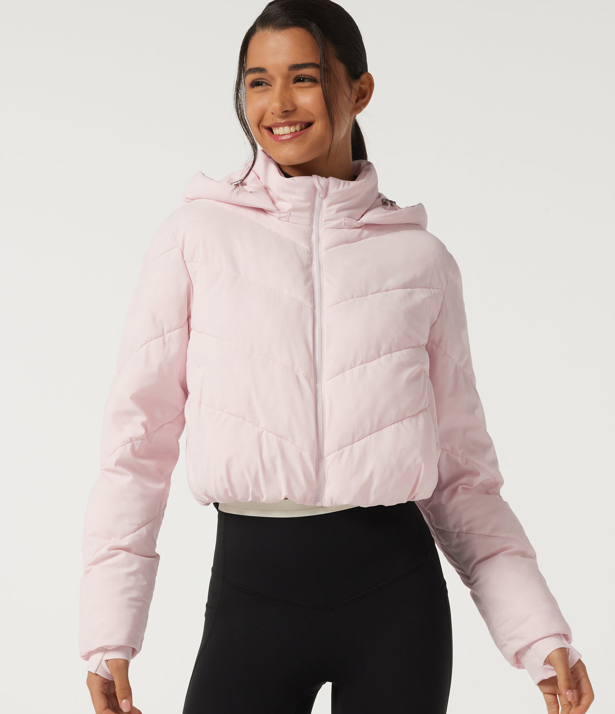 PuffFlex Hooded Long Sleeve Casual Padded Jacket with Pockets — Primrose Pink — view 5