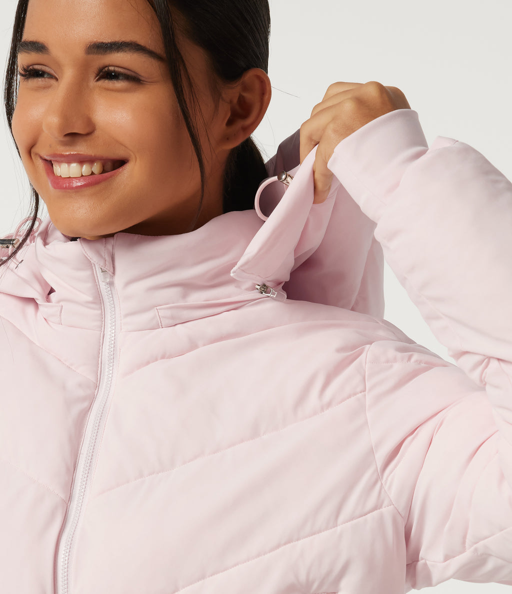 PuffFlex Hooded Long Sleeve Casual Padded Jacket with Pockets — Primrose Pink — view 7