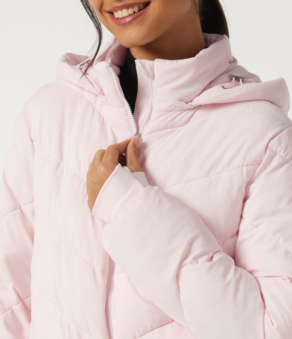 PuffFlex Hooded Long Sleeve Casual Padded Jacket with Pockets — Primrose Pink — view 8
