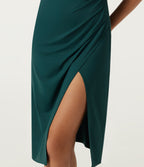Cowl Neck Sleeveless Split Hem Party Midi Dress with Built-in Bra, Built-in Shorts and Pockets - Edition — Verdigris — view 6