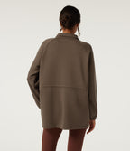 Stand Collar Drawstring Long Sleeve Work Jacket — Beech — view 5