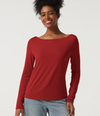 Boat Neck Dropped Shoulder Long Sleeve Casual Top — Rubicondo — view 1