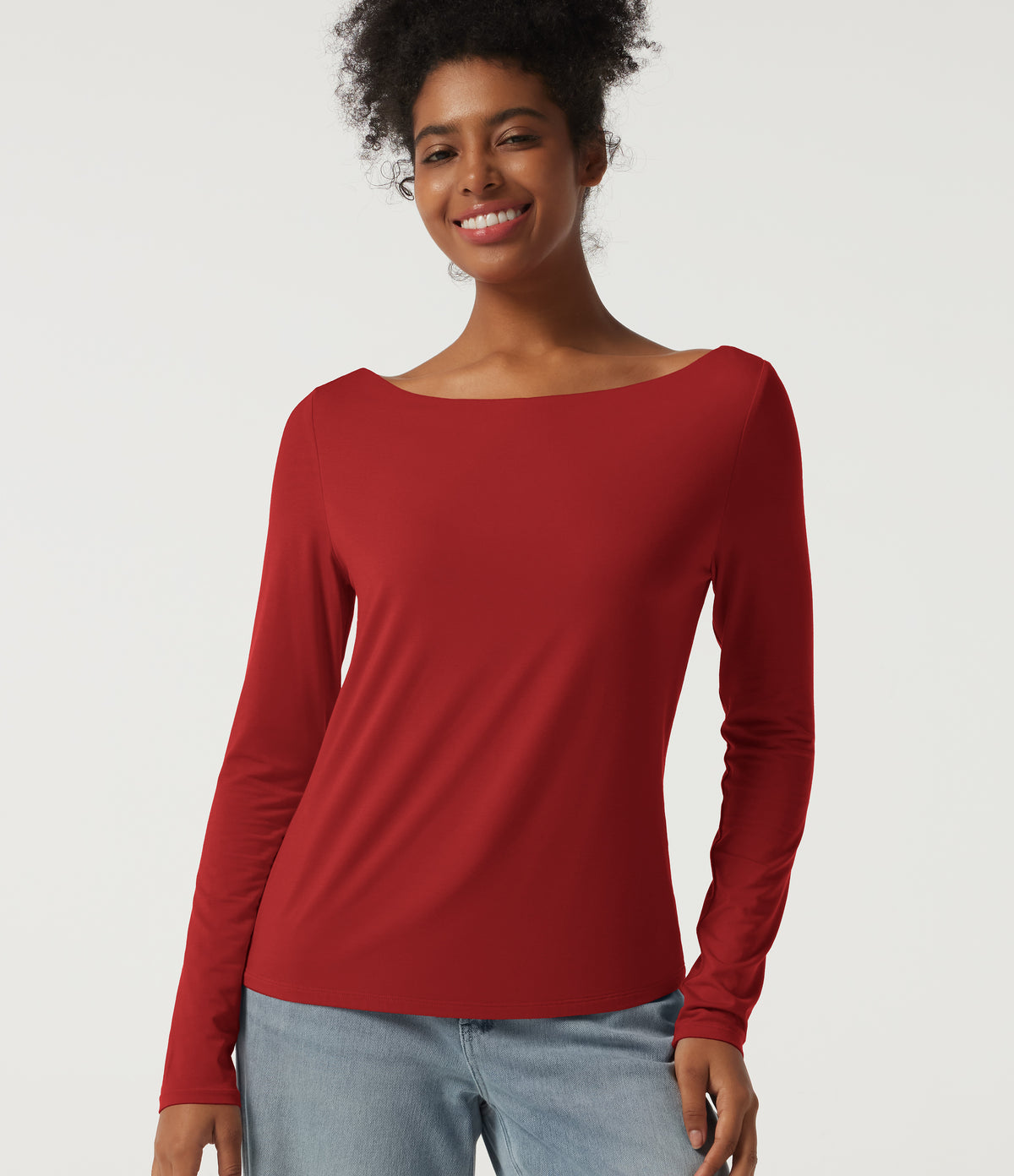 Boat Neck Dropped Shoulder Long Sleeve Casual Top — Rubicondo — view 1