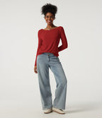 Boat Neck Dropped Shoulder Long Sleeve Casual Top — Rubicondo — view 7
