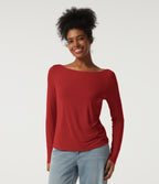 Boat Neck Dropped Shoulder Long Sleeve Casual Top — Rubicondo — view 4
