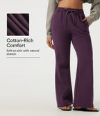 High Waisted Drawstring Baggy Fleece Casual Cotton Sweatpants with Pockets — Italian Plum — view 1
