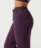High Waisted Drawstring Baggy Fleece Casual Cotton Sweatpants with Pockets — Italian Plum — view 7