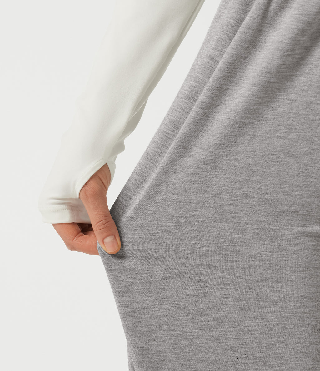 Mid Rise Drawstring Barrel Leg Casual Trousers with Pockets — Fog Gray — view 6