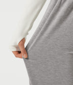 Mid Rise Drawstring Barrel Leg Casual Trousers with Pockets — Fog Gray — view 6