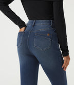 High Waisted Casual Cotton Jeans with Pockets — Estate Blue Denim — view 6