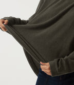 Round Neck Long Sleeve Curved Hem Corduroy Casual Sweatshirt — Black Olive — view 6