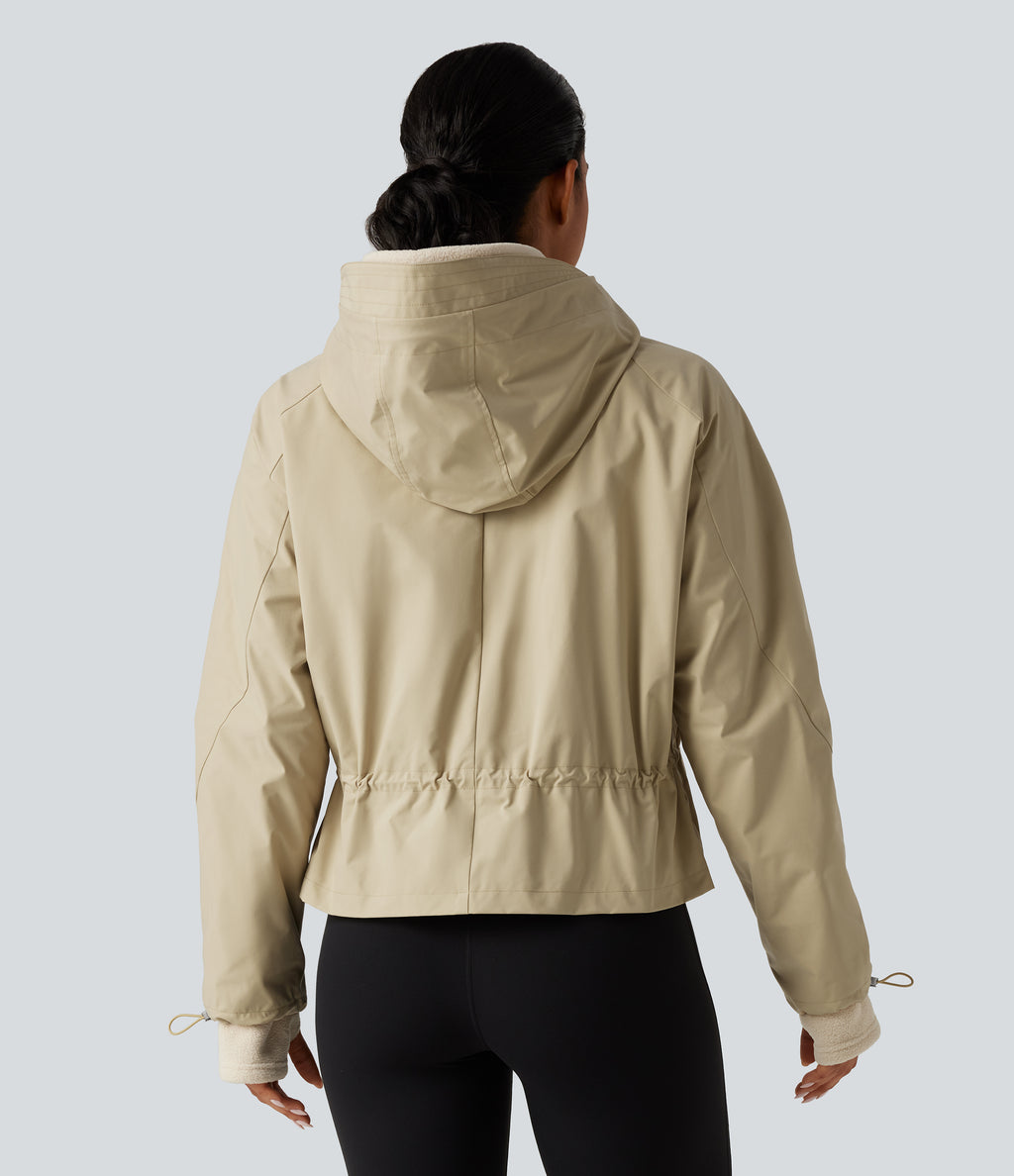 Hooded Long Sleeve 2-Piece Hiking Windbreaker Jacket with Pockets — Mojave Desert — view 2