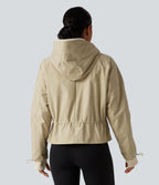 Hooded Long Sleeve 2-Piece Hiking Windbreaker Jacket with Pockets — Mojave Desert — view 2