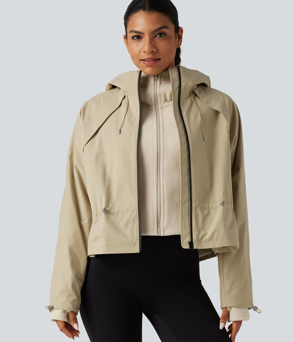 Hooded Long Sleeve 2-Piece Hiking Windbreaker Jacket with Pockets — Mojave Desert — view 1