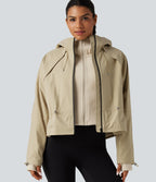 Hooded Long Sleeve 2-Piece Hiking Windbreaker Jacket with Pockets — Mojave Desert — view 1