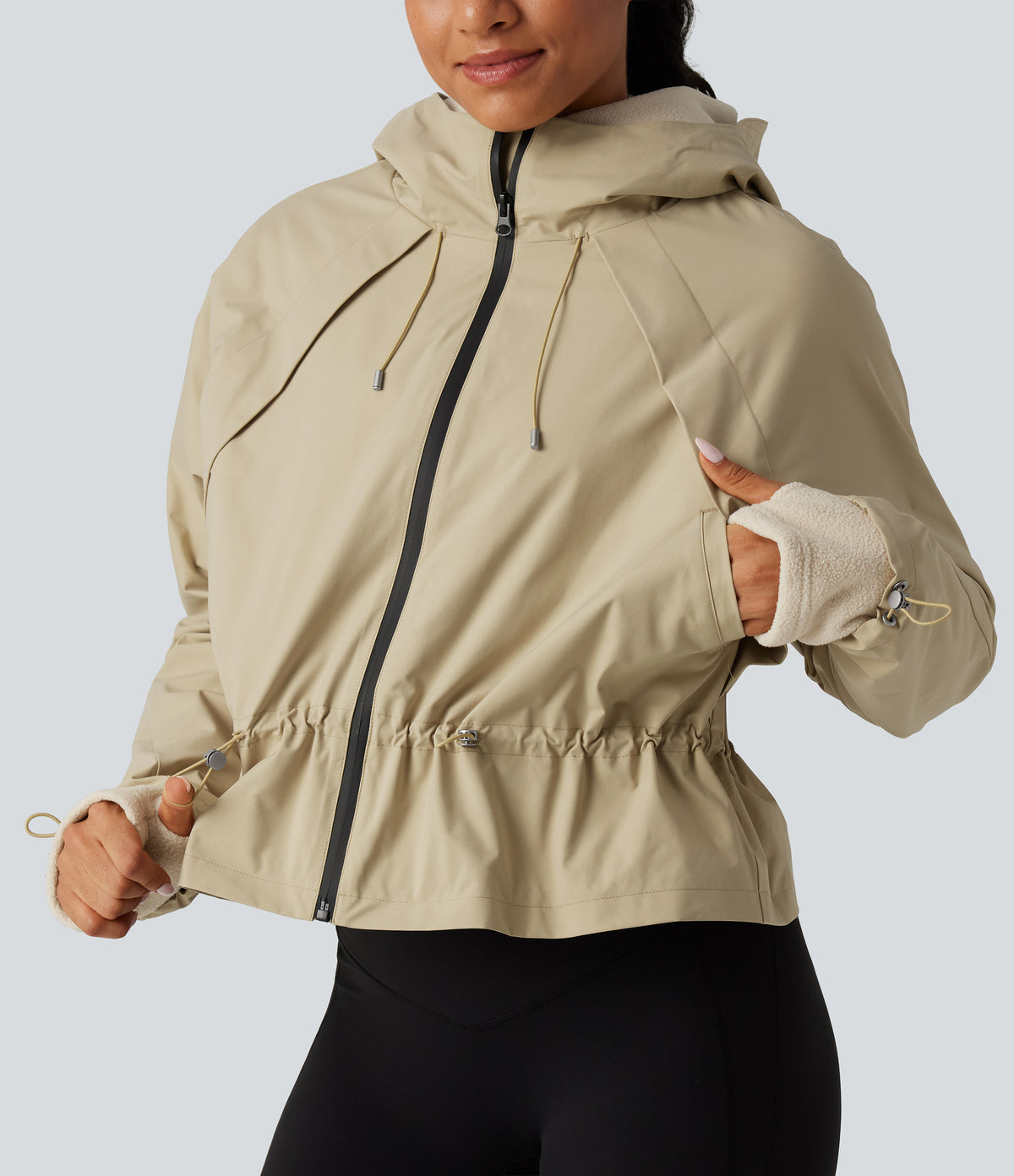 Hooded Long Sleeve 2-Piece Hiking Windbreaker Jacket with Pockets — Mojave Desert — view 8