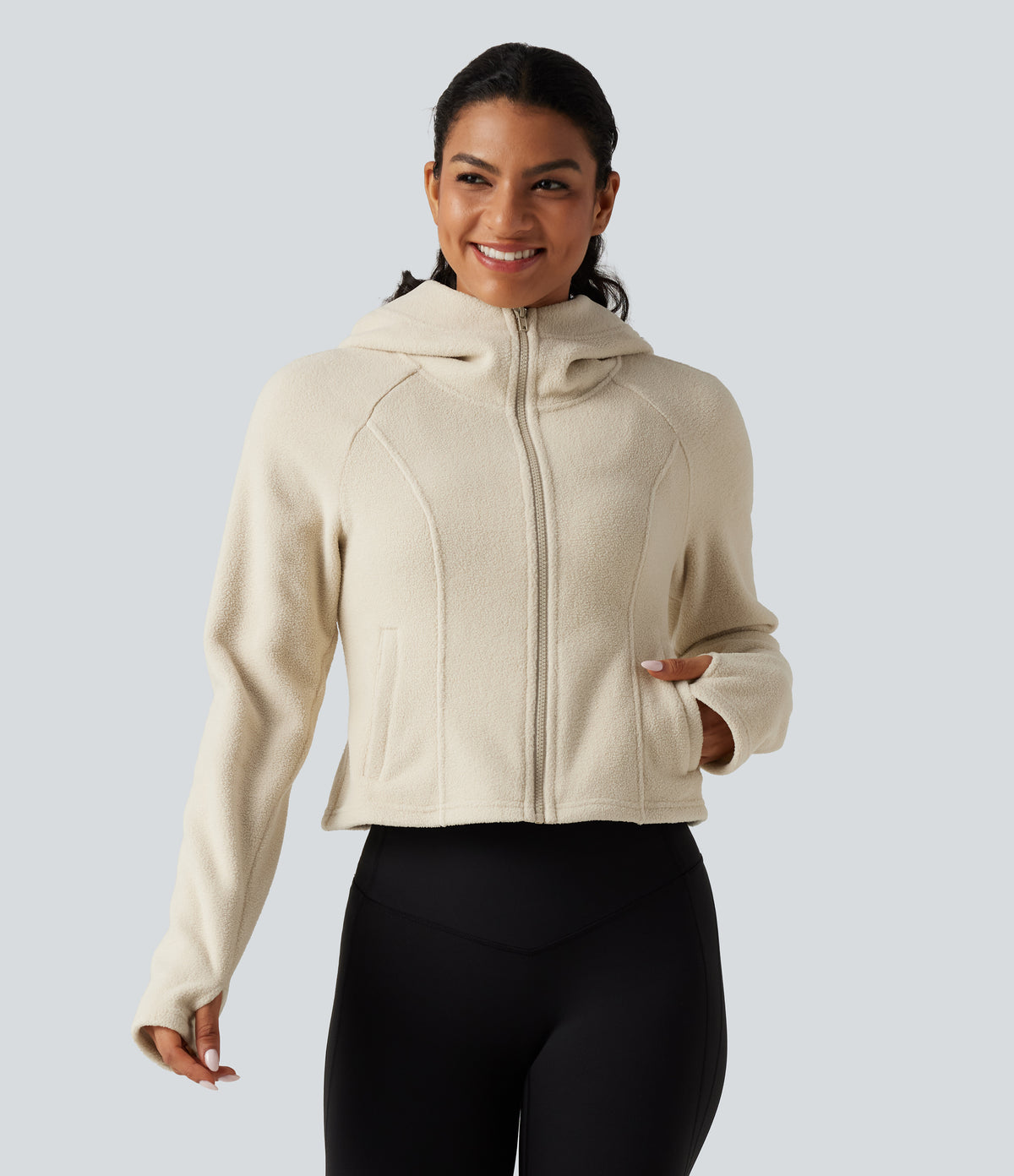Hooded Long Sleeve 2-Piece Hiking Windbreaker Jacket with Pockets — Mojave Desert — view 6