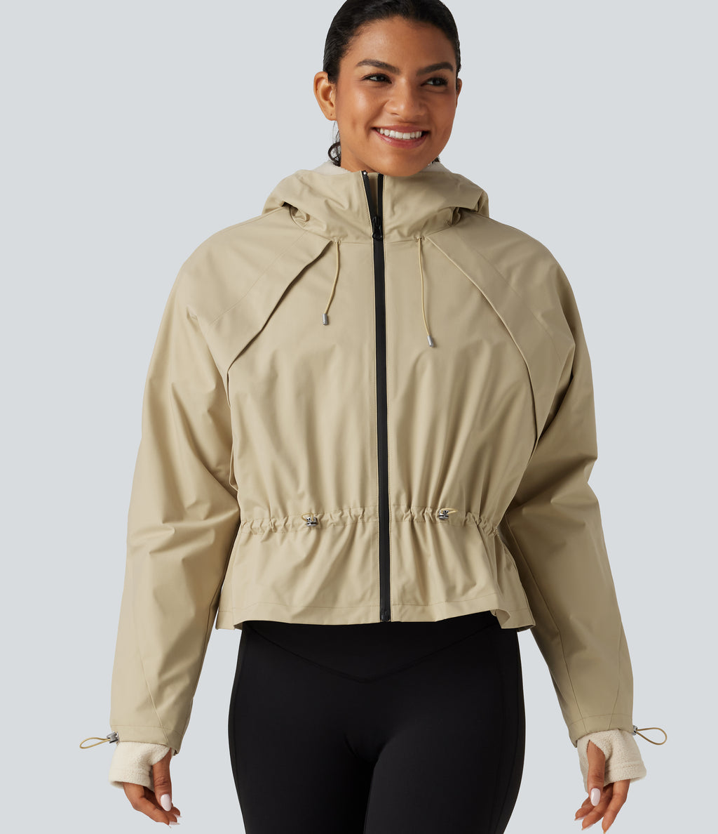 Hooded Long Sleeve 2-Piece Hiking Windbreaker Jacket with Pockets — Mojave Desert — view 5