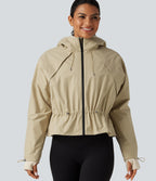 Hooded Long Sleeve 2-Piece Hiking Windbreaker Jacket with Pockets — Mojave Desert — view 5