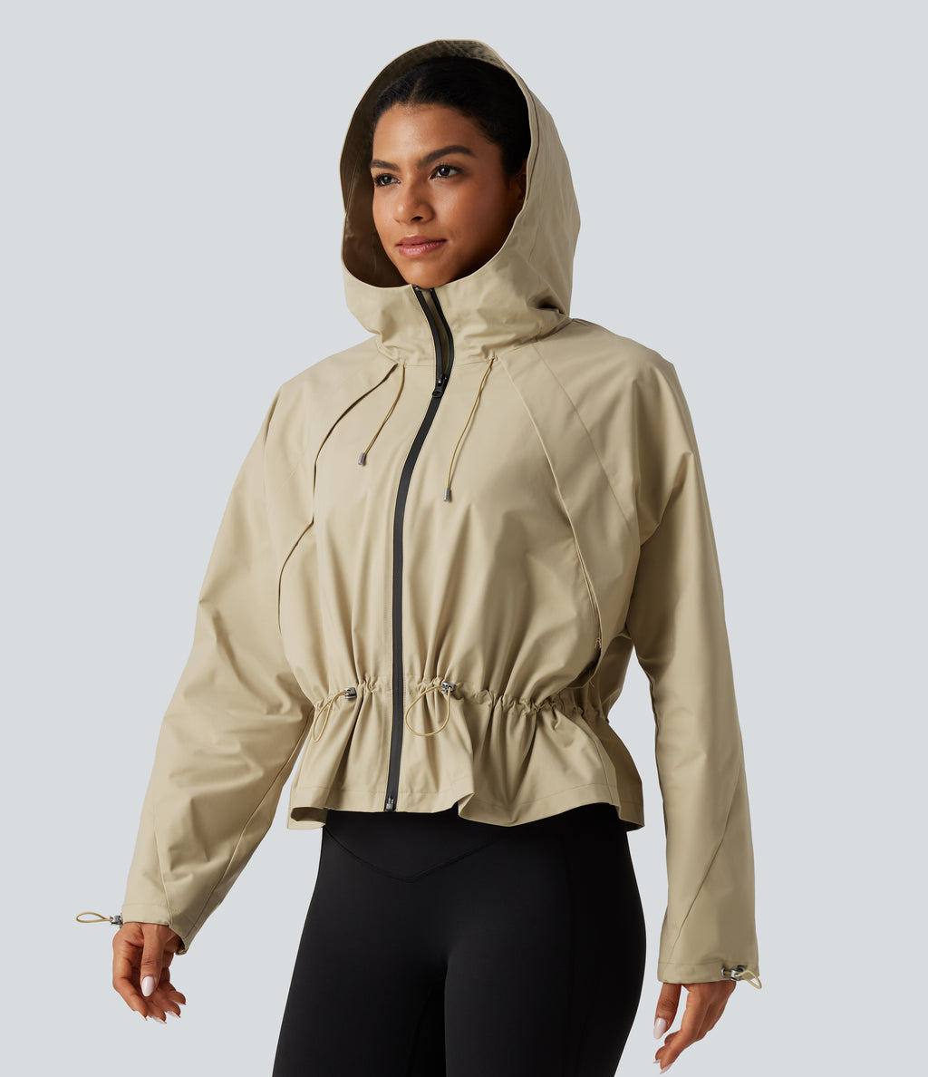 Hooded Long Sleeve 2-Piece Hiking Windbreaker Jacket with Pockets — Mojave Desert — view 7