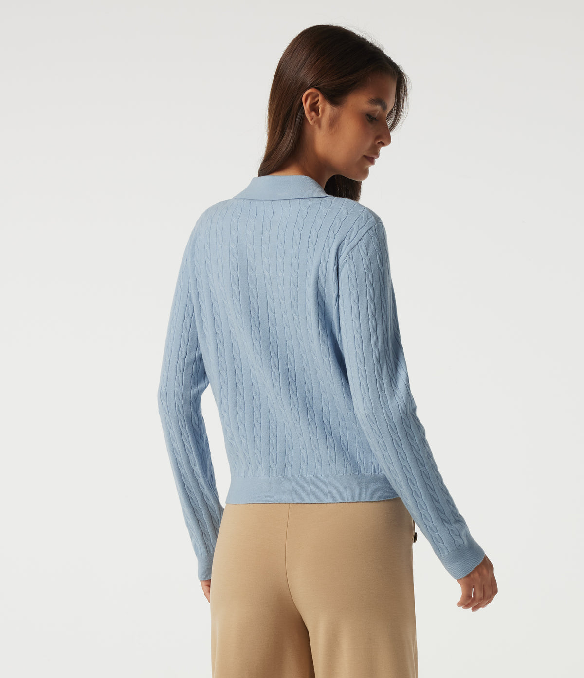 Polo Neck Long Sleeve Work Jumper — Blue Fog — view 2