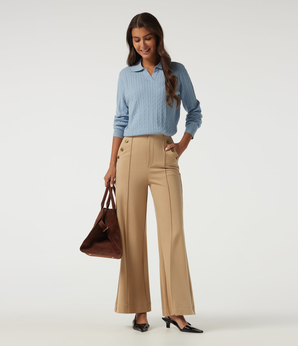 Polo Neck Long Sleeve Work Jumper — Blue Fog — view 6