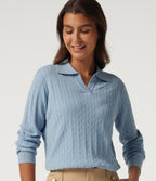 Polo Neck Long Sleeve Work Jumper — Blue Fog — view 4